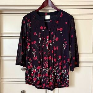 SIREN LILY Floral Black and Red Women's Top